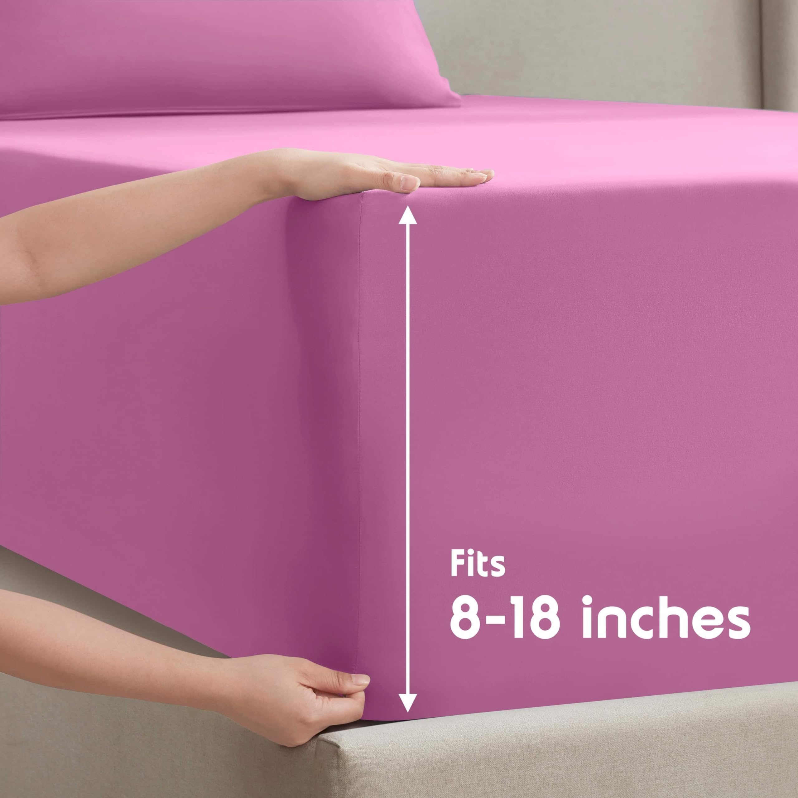 Nestl Full Xl Size Sheet Sets - 4 Piece Full Xl Size Sheets, Deep Pocket, Hotel Luxury, Extra Soft, Breathable And Cooling, Light Pink Bed Sheets For Full Xl Size Mattress