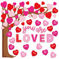 Whaline 99Pcs Valentine'S Day Tree Bulletin Board Decoration Red Pink Heart Classroom Tree Conversation Candy Heart Cutouts With
