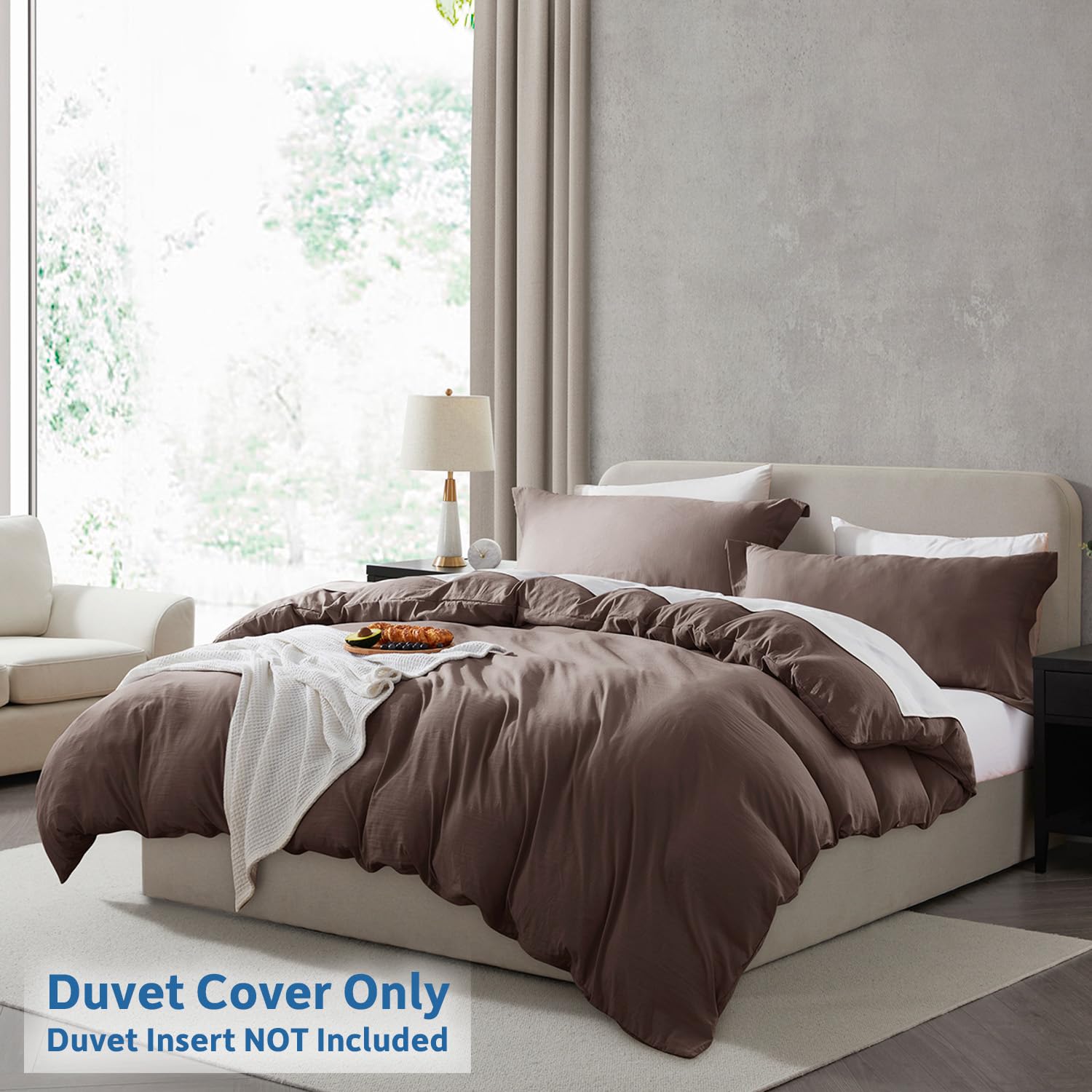 Nestl Chocolate Brown Duvet Cover Full Size - Soft Prewashed Full Size Duvet Cover Set, 3 Piece, With Zipper Closure, 1 Duvet Cover 80X90 Inches And 2 Pillow Shams - No Comforter