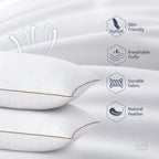 Puredown® Goose Feathers And Polyester Pillows, Premium Medium To Firm Bed Pillows For Sleeping, Luxury Pillows With Downproof Cover, 2 Pack, King Size, 20X36 Inches