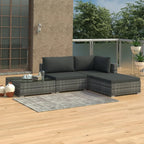vidaXL 4 Piece Garden Lounge Set with Cushions Poly Rattan Gray