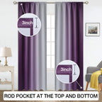Cosviya Rod Pocket Ombre Room Darkening Curtains 84 Inch Length 2 Panels, Purple And Grayish White Gradient Drapes Light Blockin