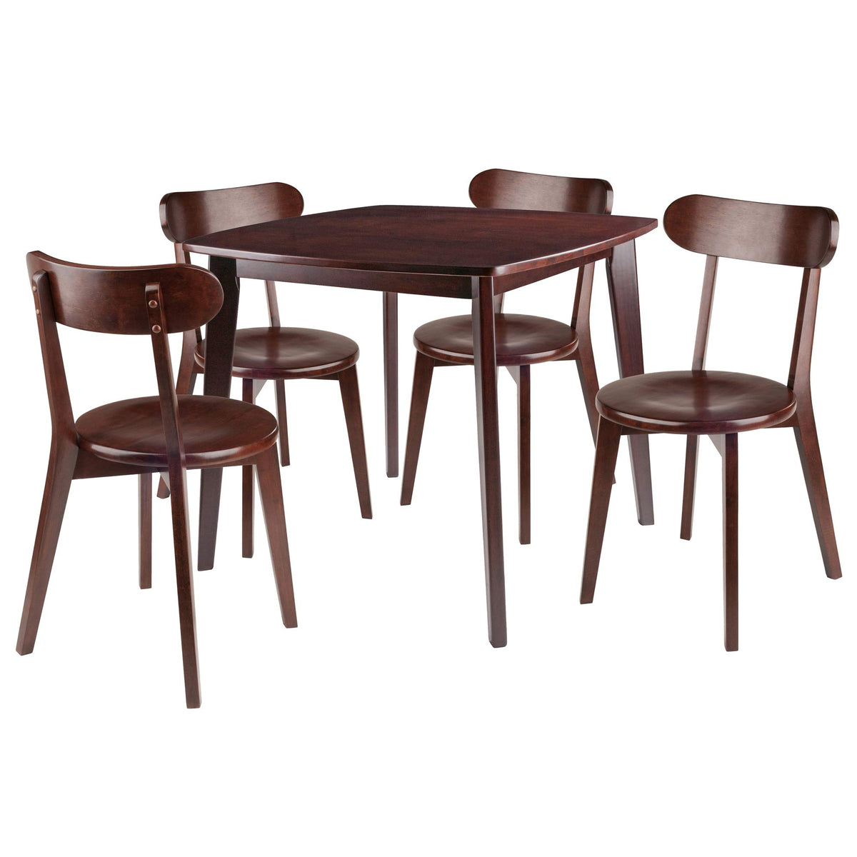 Winsome Wood Pauline 5-Pc Set Table With Chairs, Walnut Finish