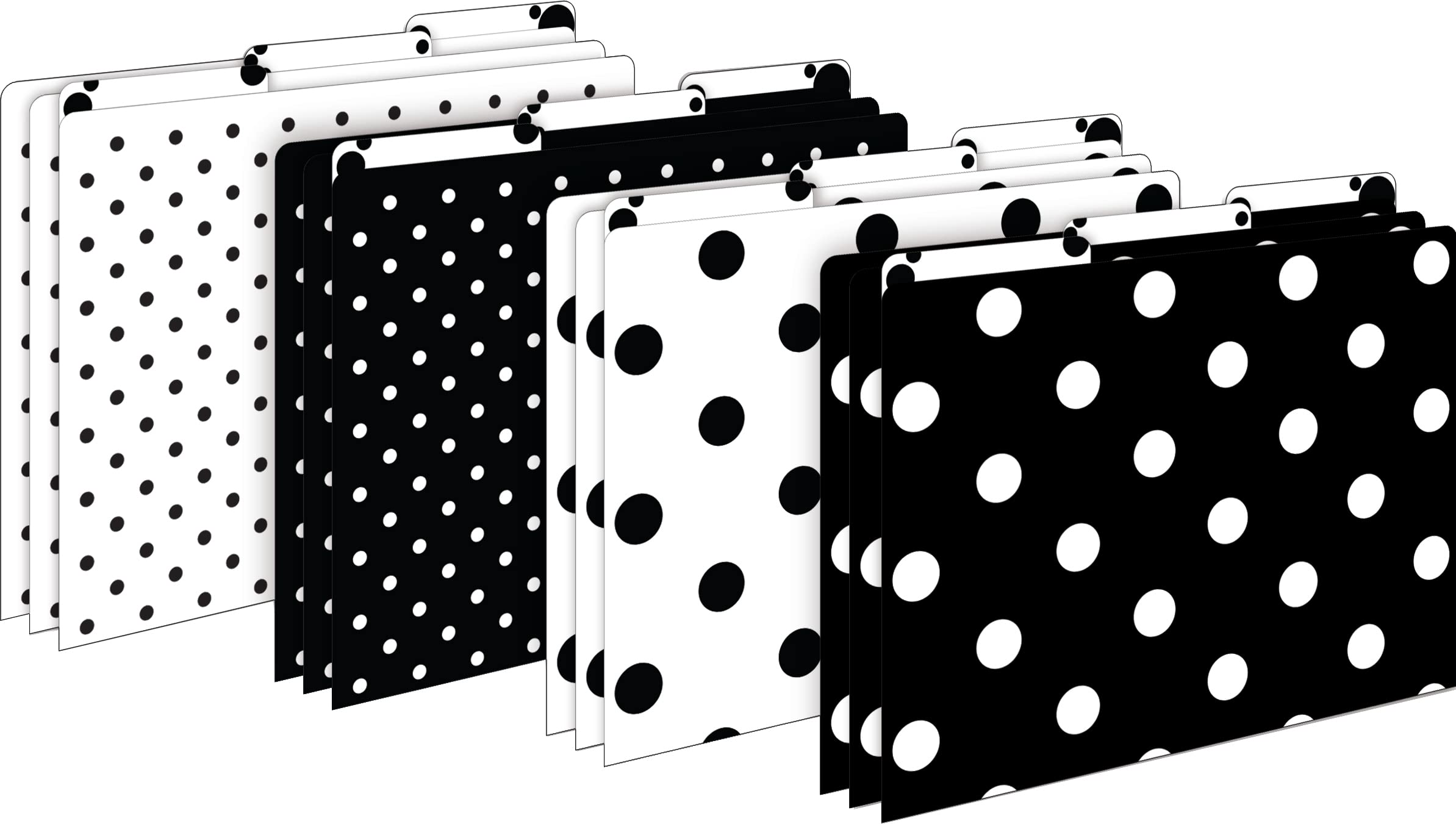 Barker Creek Black & White Dot File Folders On 14Pt Stock, Set Of 12, Letter Size, 1/3 Cut Tabs, Home, School And Office Supplie