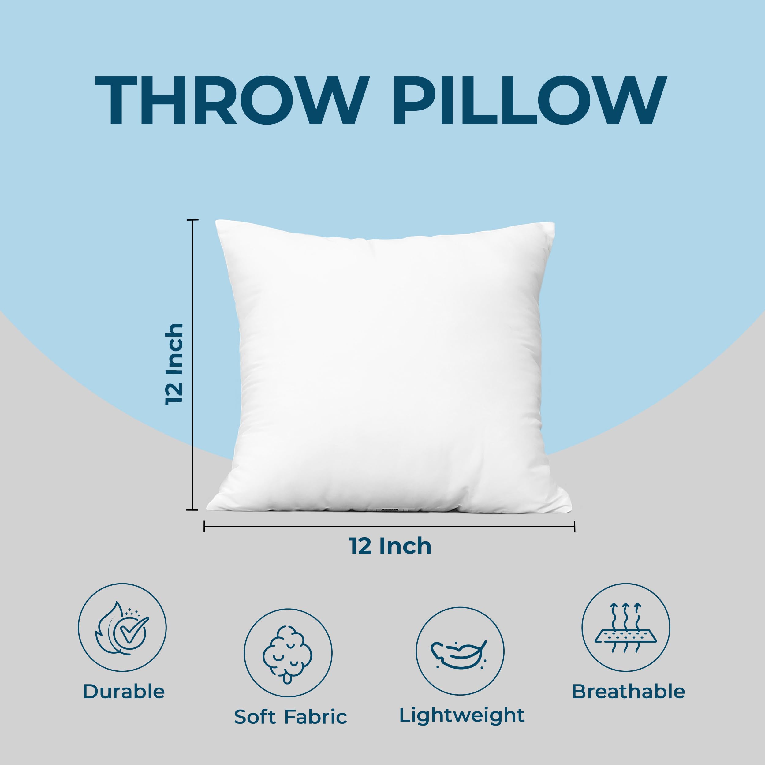 Utopia Bedding White Throw Pillows Set of 4, 12x12 Inches Decorative Cushions for Sofa, Bed, and Couch