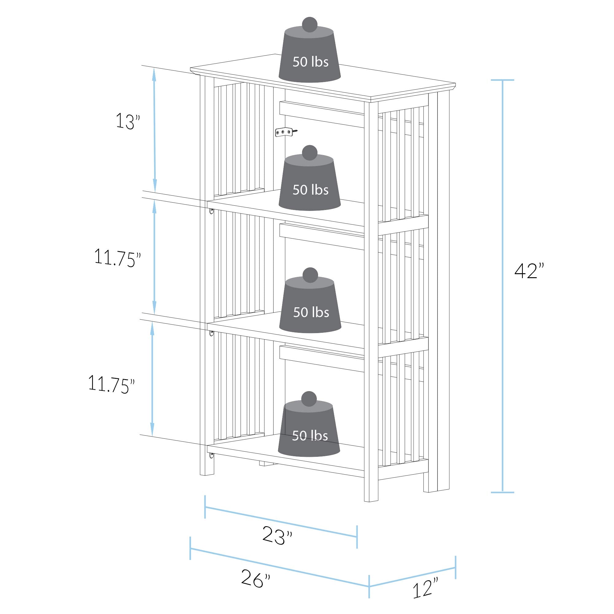 Casual Home "Soho Manhattan 4-Shelf Folding Bookcase 26"" Wide - Natural (333-40)