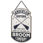 Open Road Brands Disney Hocus Pocus Sanderson Sisters Broom Company Hanging Wood Wall Decor - Fun Hocus Pocus Sign For Halloween