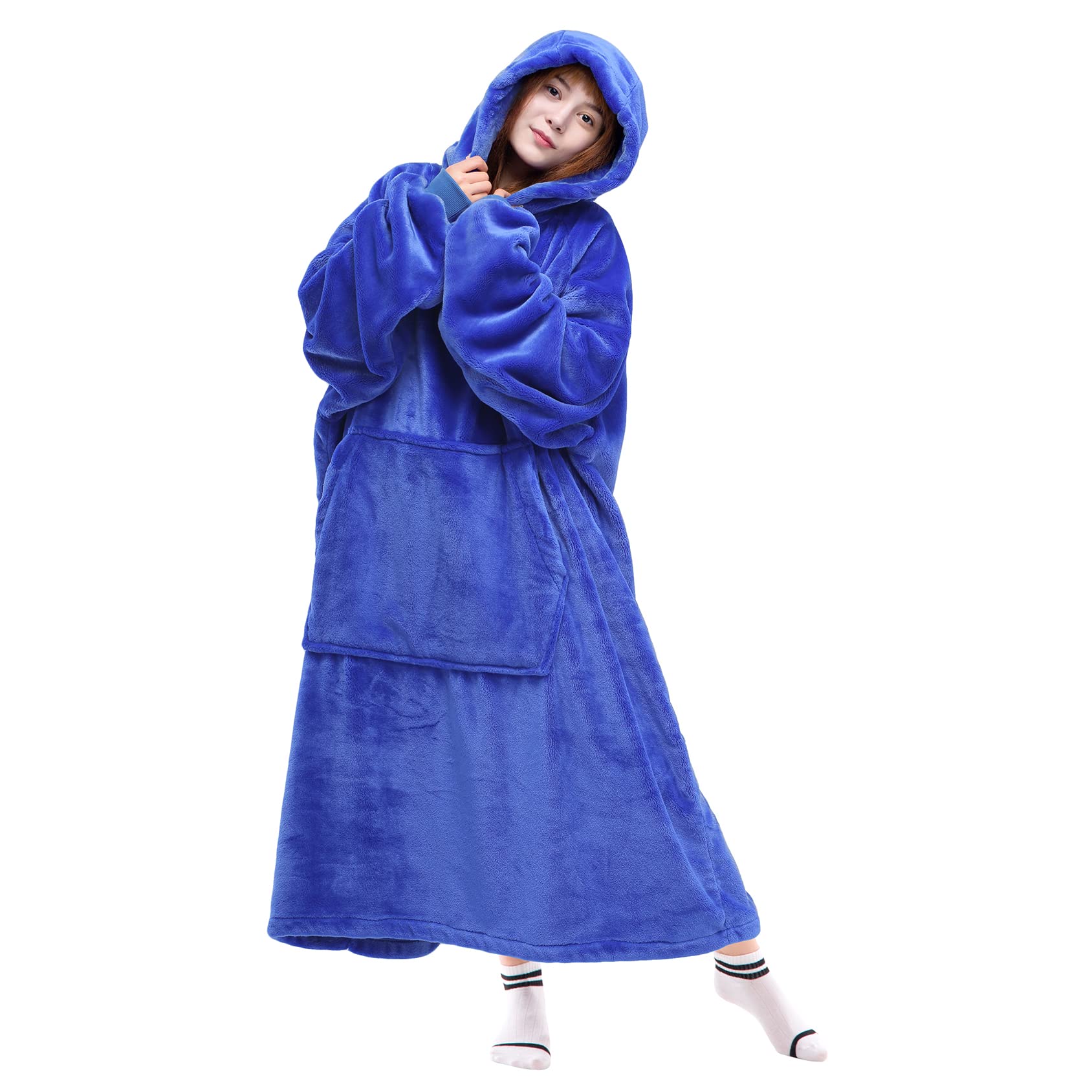 Waitu Wearable Blanket Sweatshirt Gifts For Women And Men, Super Warm And Cozy Giant Blanket Hoodie, Thick Flannel Blanket With