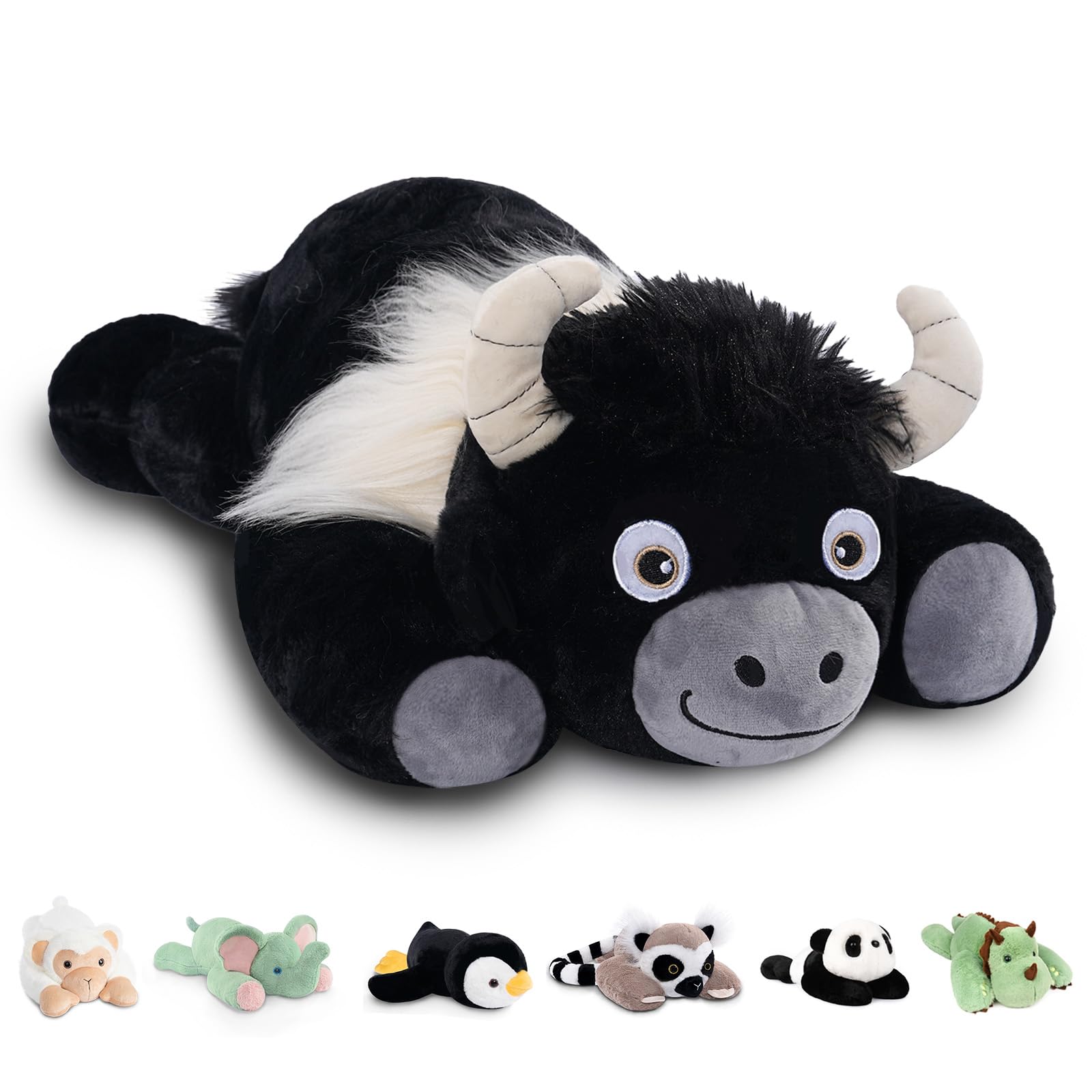 Niuniu Daddy 20' | 3.3 Pound Highiand Cow Weighted Plush Animals, Large Highland Cow Pillowfort Stuffed Lap Animal Toys For Kid