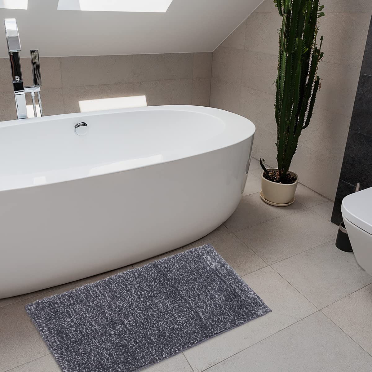 Home Centre Pristine Grey Textured Bath Mat  40x60cm