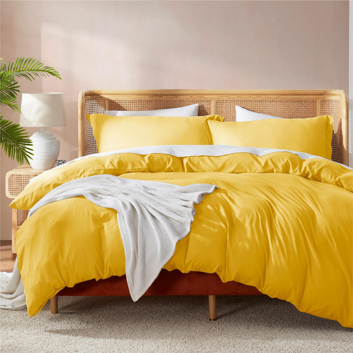 Nestl Twin Duvet Cover Set - Soft Double Brushed Yellow Duvet Cover Twin/Twin Xl, 2 Piece, With Button Closure, 1 Duvet Cover 68