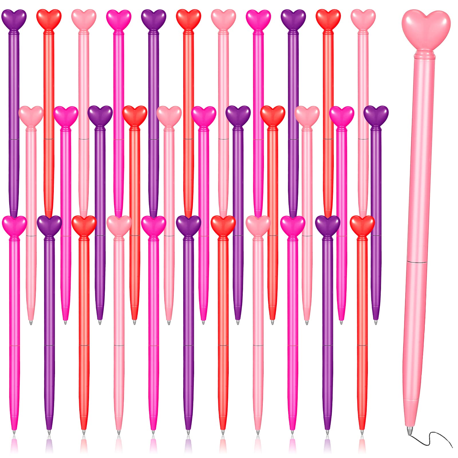 20 Pcs Valentine'S Day Heart Shaped Ballpoint Pens Retractable Metal Ballpoint Pen With Black Ink Party Favor For Office School
