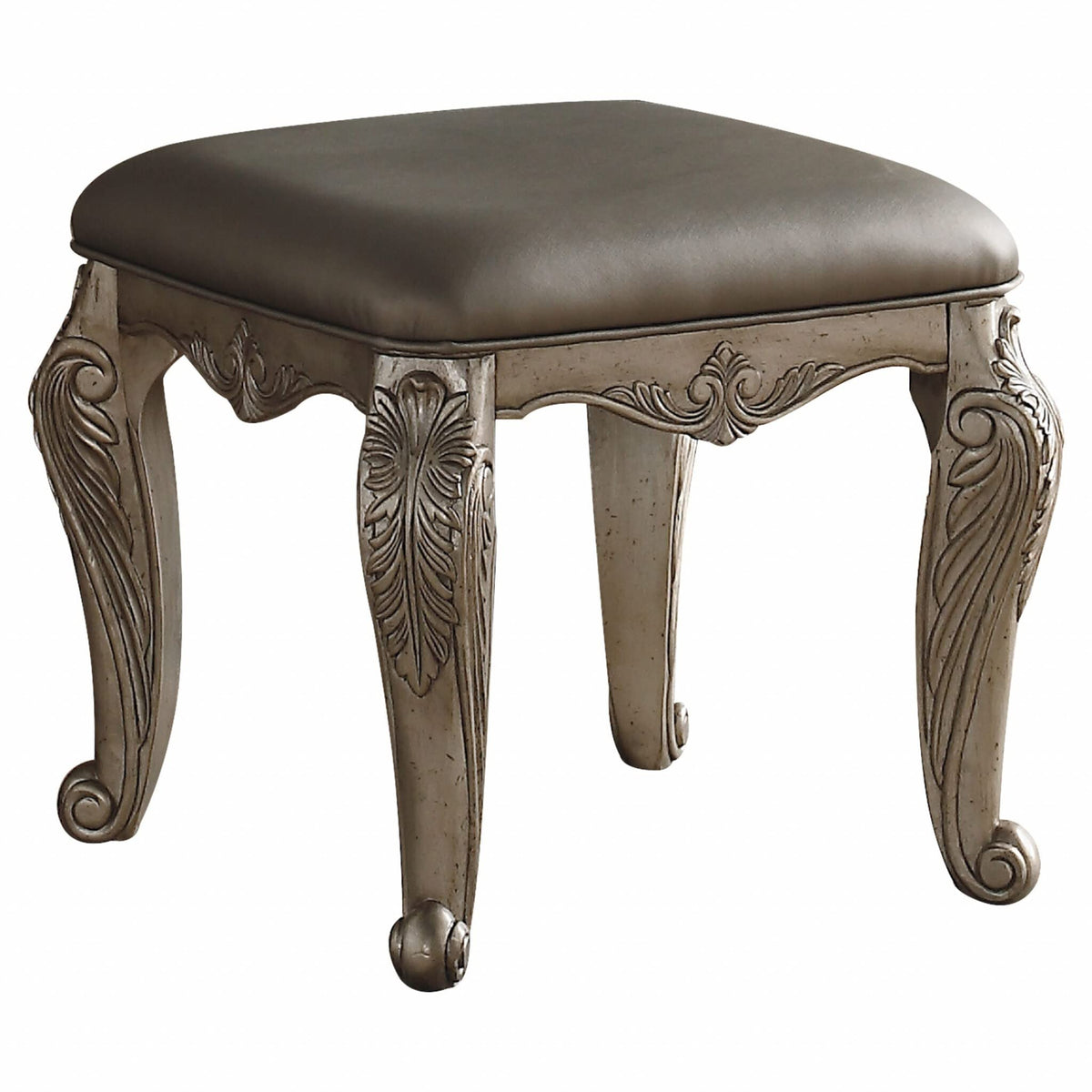 HomeRoots PU, Foam, Poly Resin, Pop 20' X 20' X 19' Antique Champagne Pu Vanity Stool