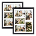 Golden State Art, 11x14 Black Wooden Frame with White Mat - Displays Five 4x6 Photos - Tempered Glass - Wall Mounting, Portrait,