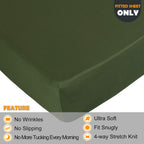 Soft Stretch Full Size Fitted Sheet Only - Jersey Knit & Cozy T-Shirt Like, 4-Way Stretchy Snug Fit & Wrinkle Free, No More Slip