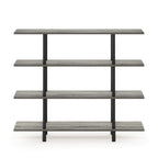 Furinno Turn-N-Tube 4-Tier Wide Display Shelf, French Oak Grey/Black