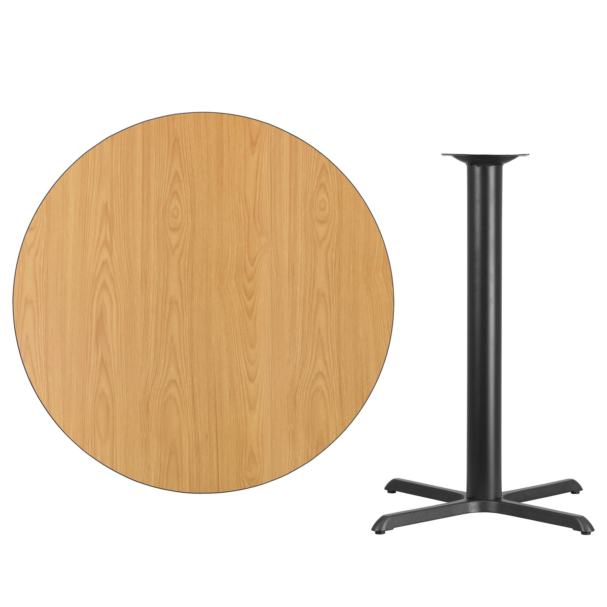 Flash Furniture Stiles 42'' Round Natural Laminate Table Top with 33'' x 33'' Bar Height Table Base