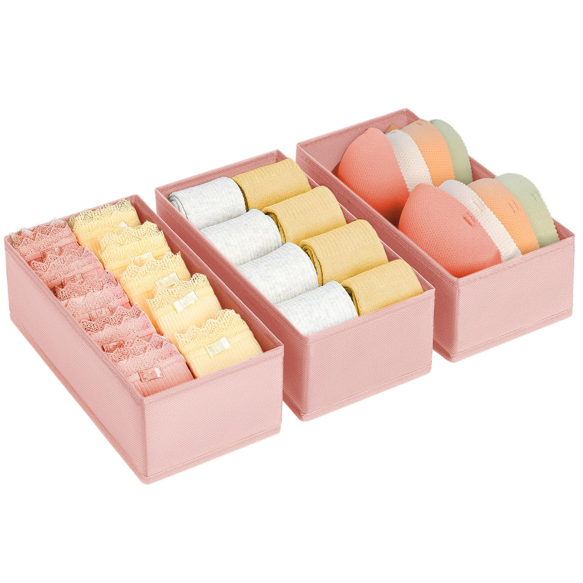 DIMJ Drawer Organizer  Clothes Storage Set of 3, Pink: Sock, Underwear, Bra, Tie, Belt Dividers