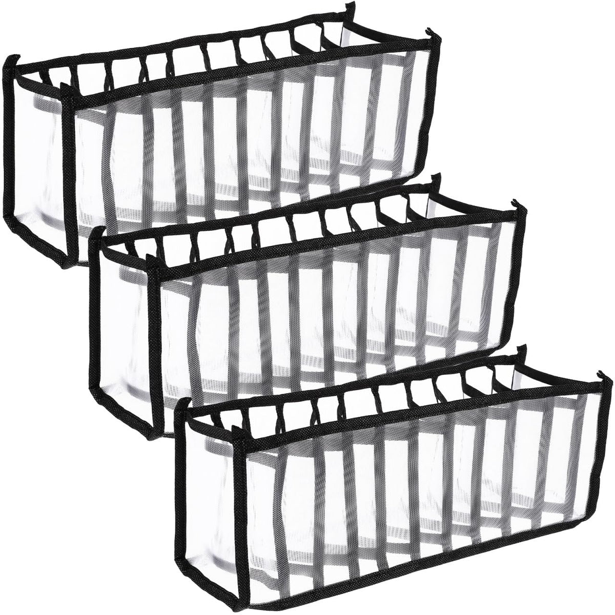 Lurrose Underwear Drawer Organizer, 3Pcs Foldable Mesh Storage Boxes