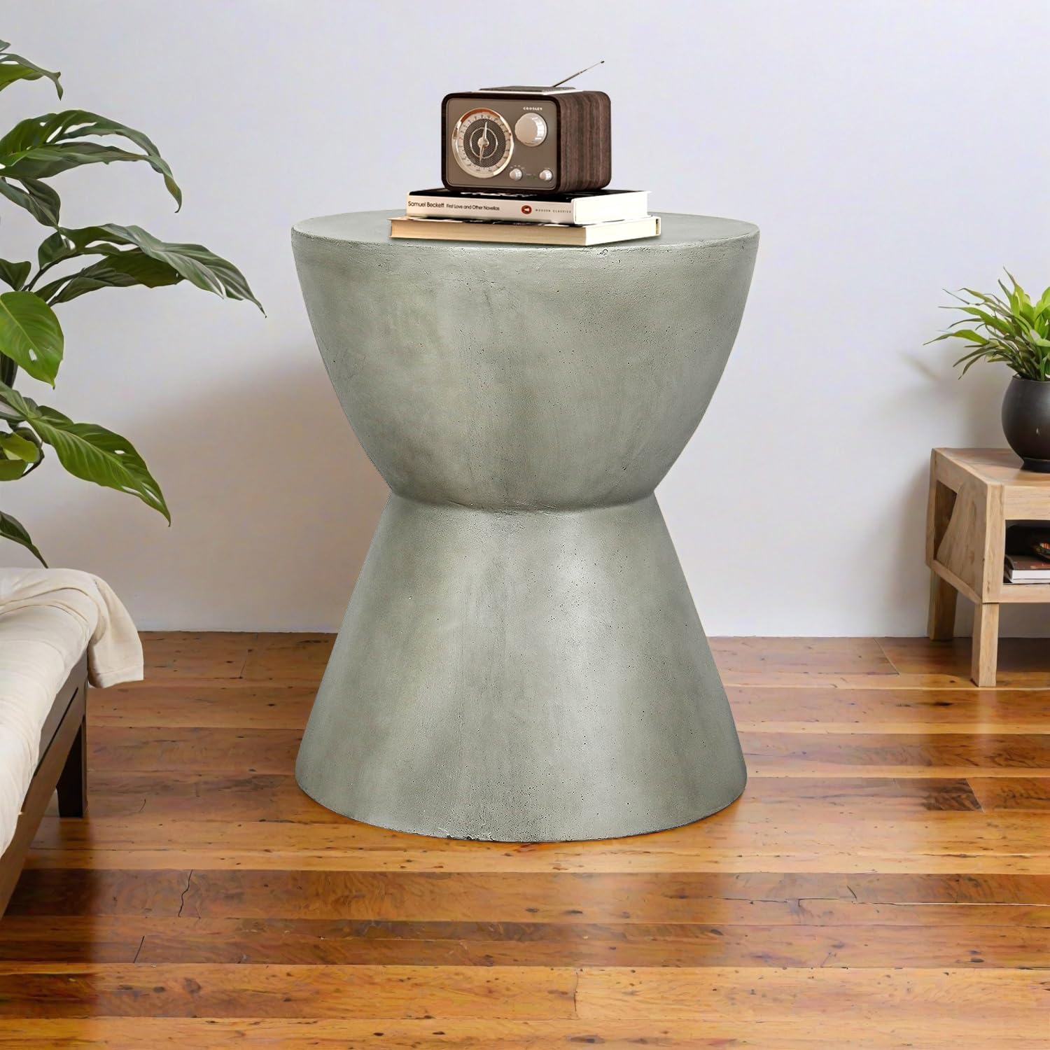 FlowLuxe 18.3 H Simplicity End Table for Garden - Modern Side Table Adding a Perfect Match for Indoor & Outdoor - Decor Concrete