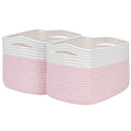 Kriitools Pink Girls Baby Nursery Rope Toys Baskets , Decorative Woven Storage Baskets for Gift, Cubes Storage Organizer Baskets