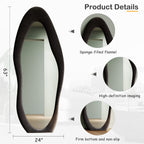 Honyee Full Length Mirror, 63'' X 24'' Wall Mirror, Flannel Wrapped Wooden Frame Floor Mirror, Irregular Wavy Mirror Hanging Or
