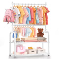 ZHKINGGS Kids Clothing Rack 2 Tier Baby Closet Toddler Dress up Racks White