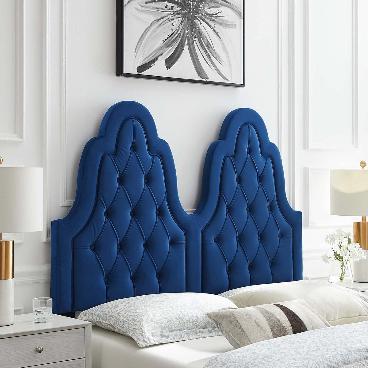 Modway Augustine Tufted Performance Velvet Headboard, King/California King, Navy