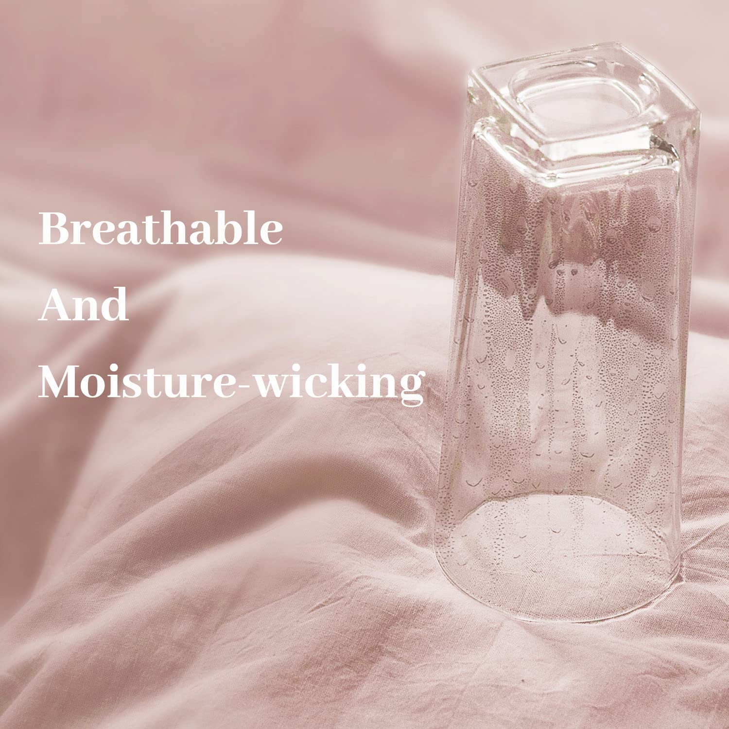 Nexhome Pro Duvet Cover Set King Size Linen Feel Textured Organic Natural 100% Washed Cotton Duvet Cover 3 Pieces Bedding Set With Zipper Closure, Breathable, Soft, Pink (No Comforter)