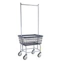 R&B Wire 100E58/D7 HD Wire Laundry Cart with Double Pole Rack | 2.5 Bushel | Steel Frame with DuraSeven Anti Rust Coated Basket