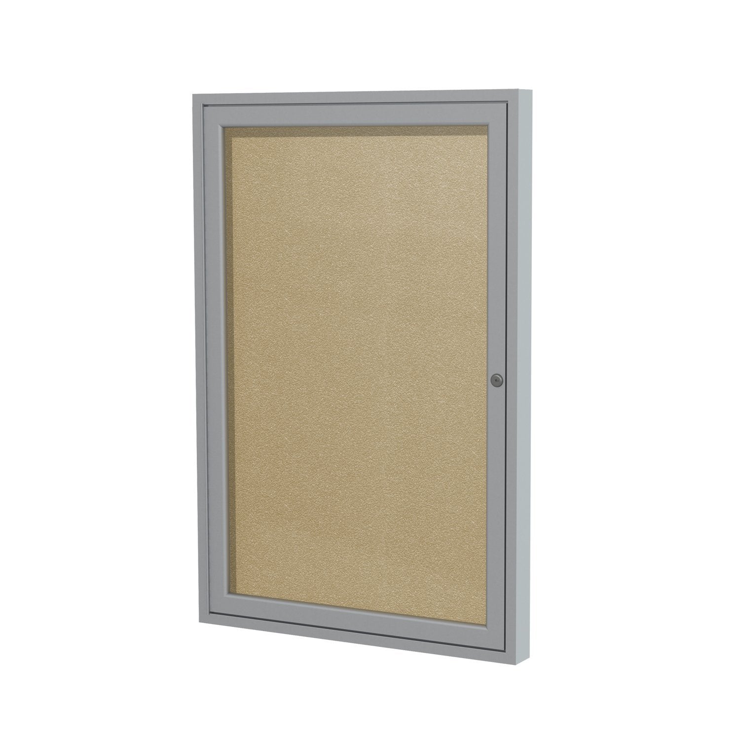 Ghent 36'X24' 1-Door Outdoor Enclosed Vinyl Bulletin Board, Shatter Resistant, With Lock, Satin Aluminum Frame - Caramel, Made
