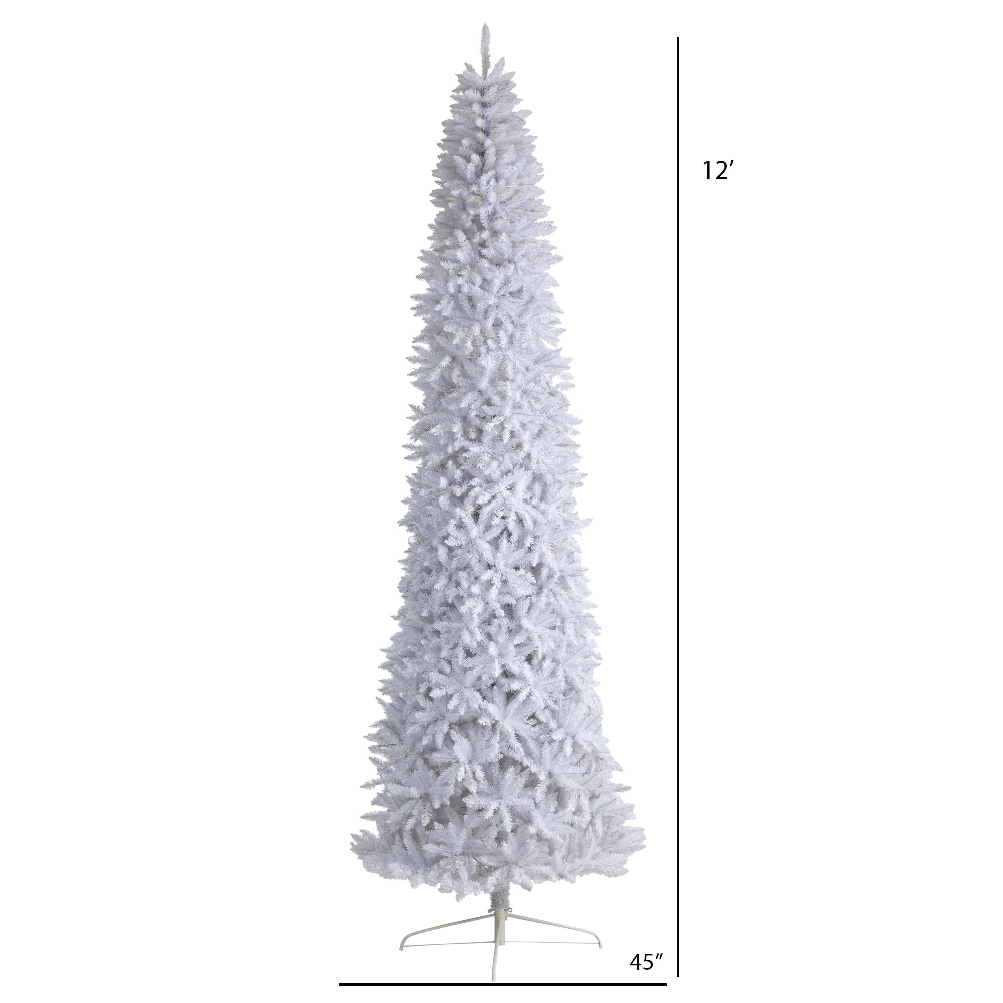 Nearly Natural 12Ft. Slim White Artificial Christmas Tree With 3235 Bendable Branches