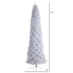 Nearly Natural 12Ft. Slim White Artificial Christmas Tree With 3235 Bendable Branches