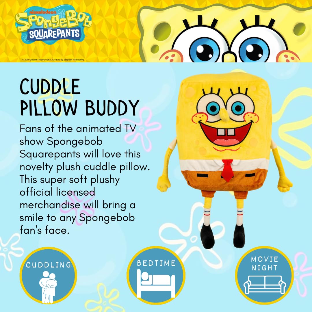 Franco Collectibles Spongebob Squarepants Kidult Bedding Super Soft Plush Cuddle Pillow Buddy, One Size, (Official Licensed Prod