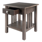 Ergode Wood Stafford End Table | Classic & Contemporary Design | Oyster Gray Finish | Drawer & Shelf | Solid & Composite Wood | 19.9' W x 18.9' D x 22' H (16018-VV) (16018-VV)