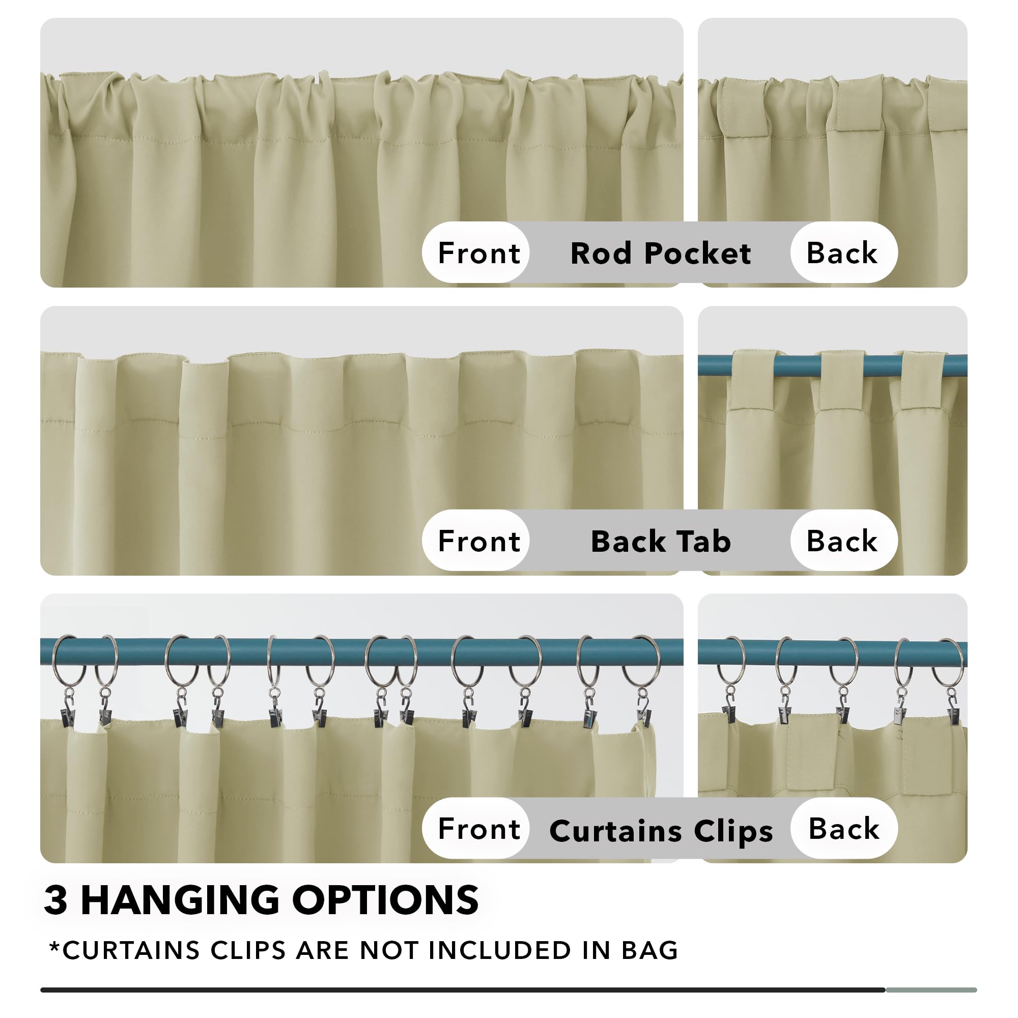 Deconovo Solid Blackout Curtains, Thermal Insulated Room Darkening Curtain - Rod Pocket And Back Tab Blackout Curtains For Bedroom, 52X84 Inch, Beige, 2 Panels