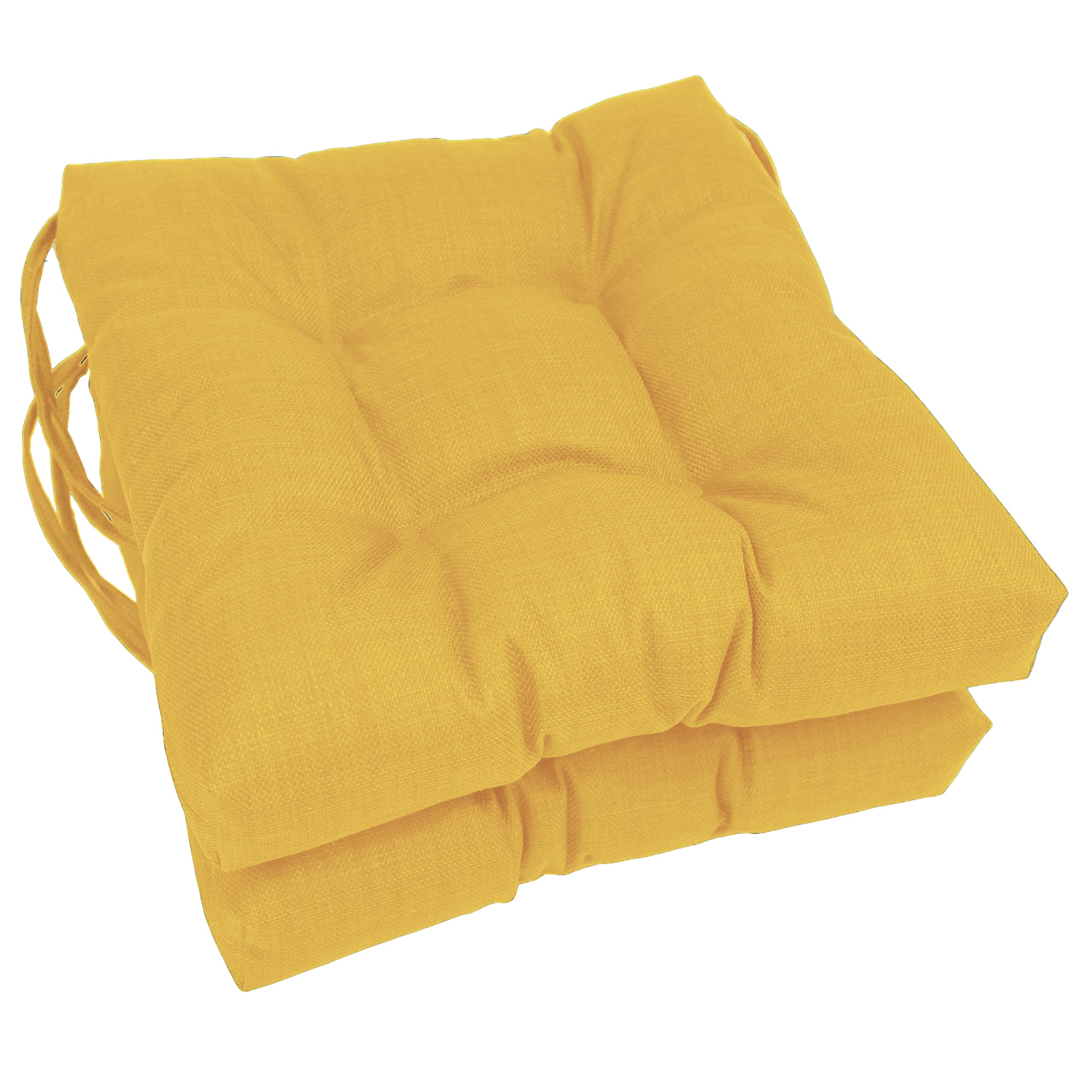 Blazing Needles 16-Inch Indoor/Outdoor Square Chair Cushion, 16' X 16', Lemon 2 Count