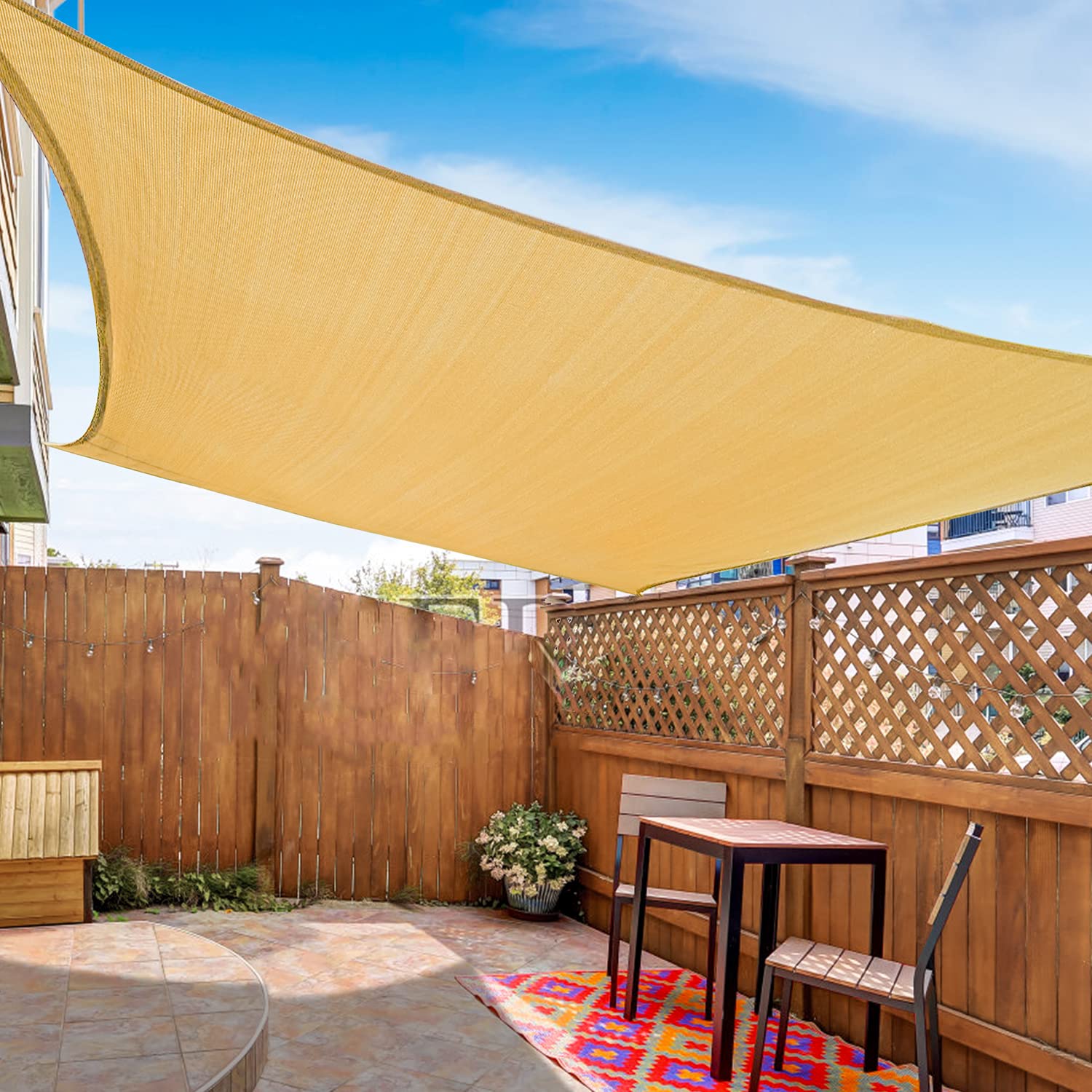 Kanagawa Sun Shade Sail 10'X10' Sand Square Uv Block Canopy Awning Shelter Fabric Cloth Screen For Outdoor Patio Garden Backyard