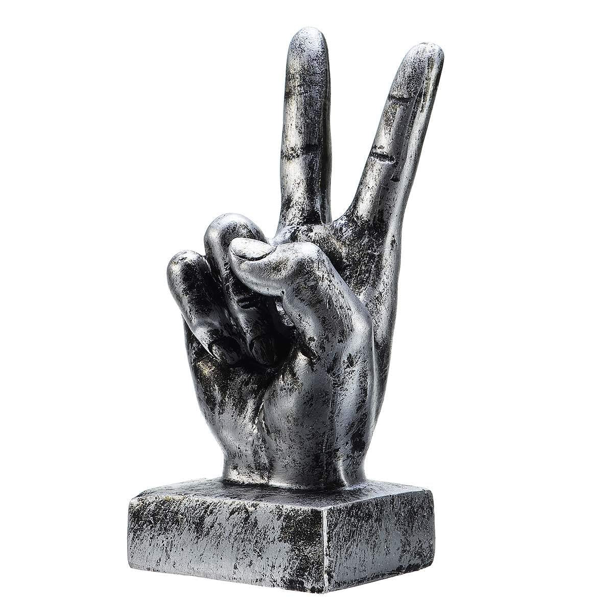 Nice purchase Hand Finger Gesture Desk Statues Fingers Sculpture Creative Home Living Room Cabinet Shelf Decoration (Victory Ges