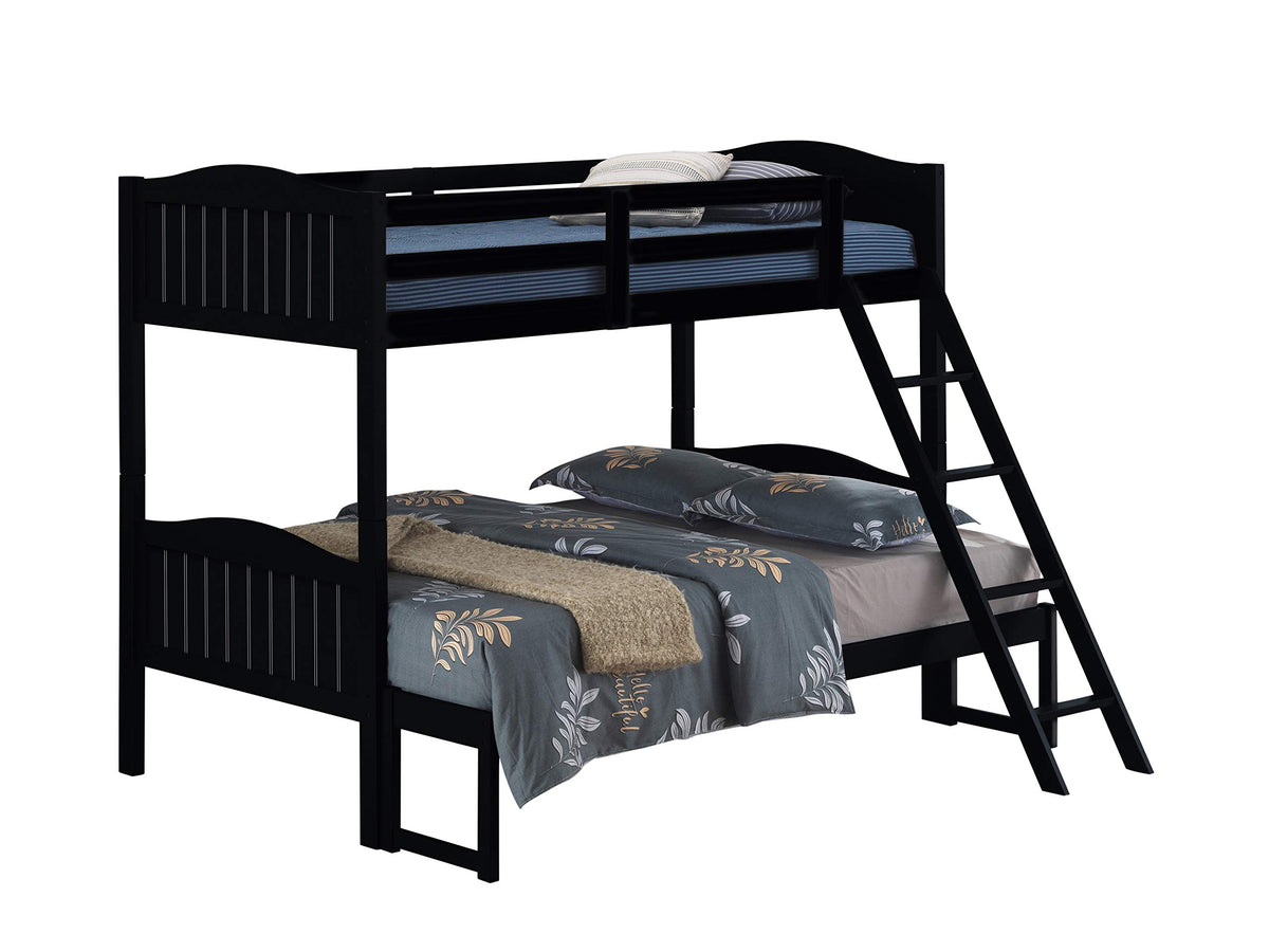 Coaster Home Furnishings Littleton Twin Over Full Bunk Bed with Ladder Black