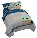 Star Wars The Mandalorian Hello Grogu 7 Piece Queen Size Bed Set - Includes Comforter & Sheet Set - Super Soft Kids Bedding Fade