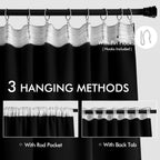 Miulee Back Tab Blackout Curtains 92 Inch Long 2 Panels Set For Living Room Bedroom, Black Rod Pocket/Pinch Pleated Thermal Insulated Room Darkening Light Blocking Floor To Ceiling Curtains/Drapes