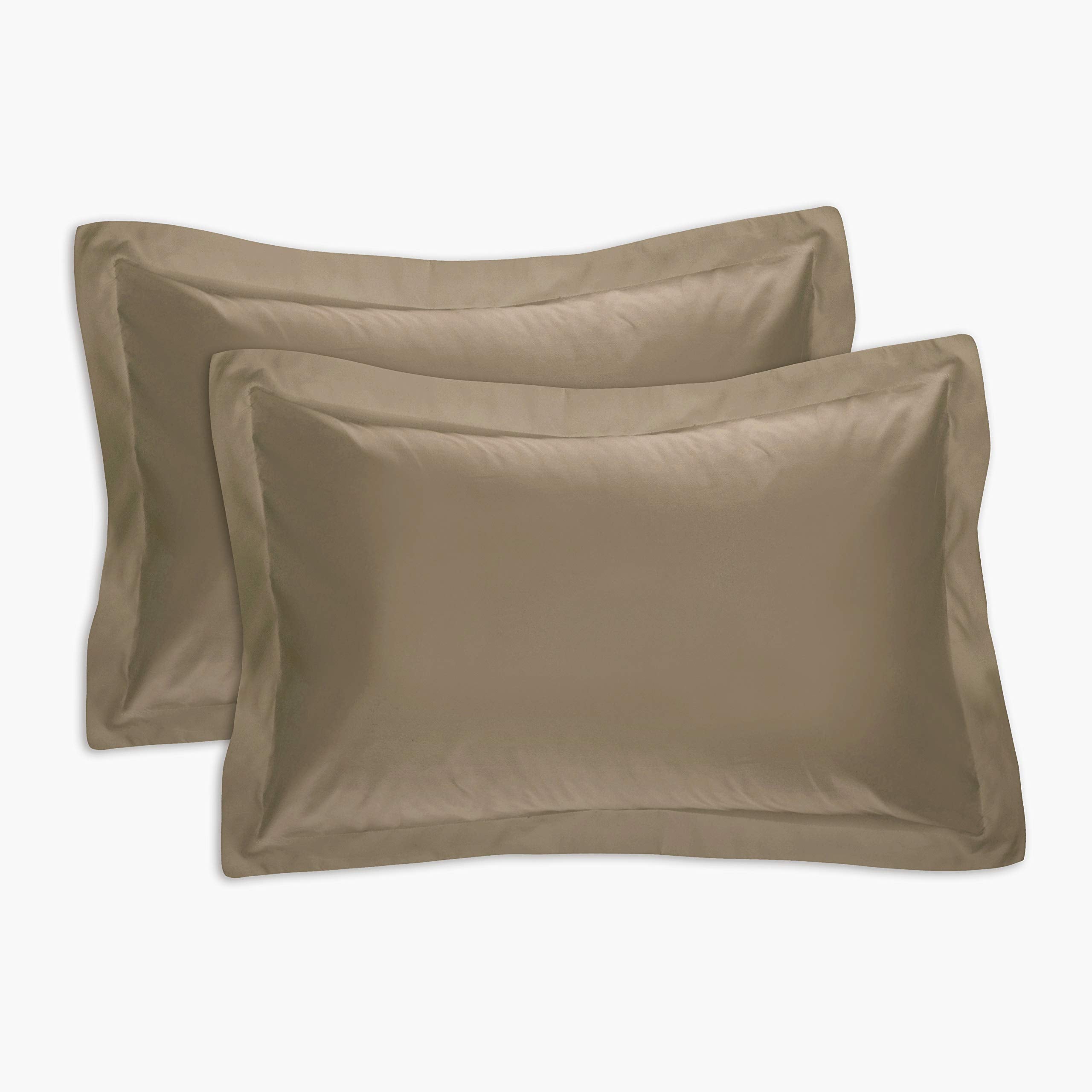 Fresh Ideas Poplin Tailored 2-Pack Pillow Sham, King, Mocha
