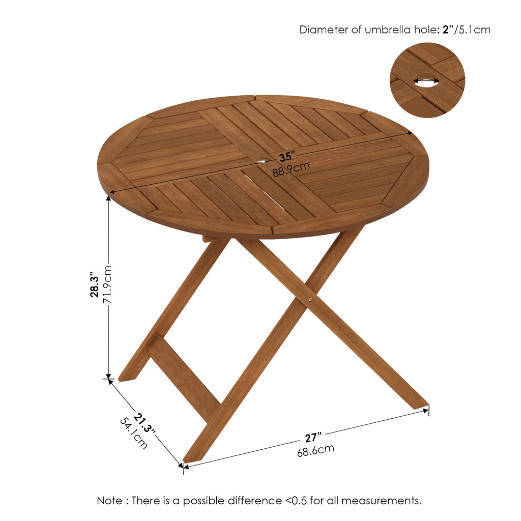 Furinno Fg19061F Tioman Outdoor Hardwood Sunlight Folding Table, Natural