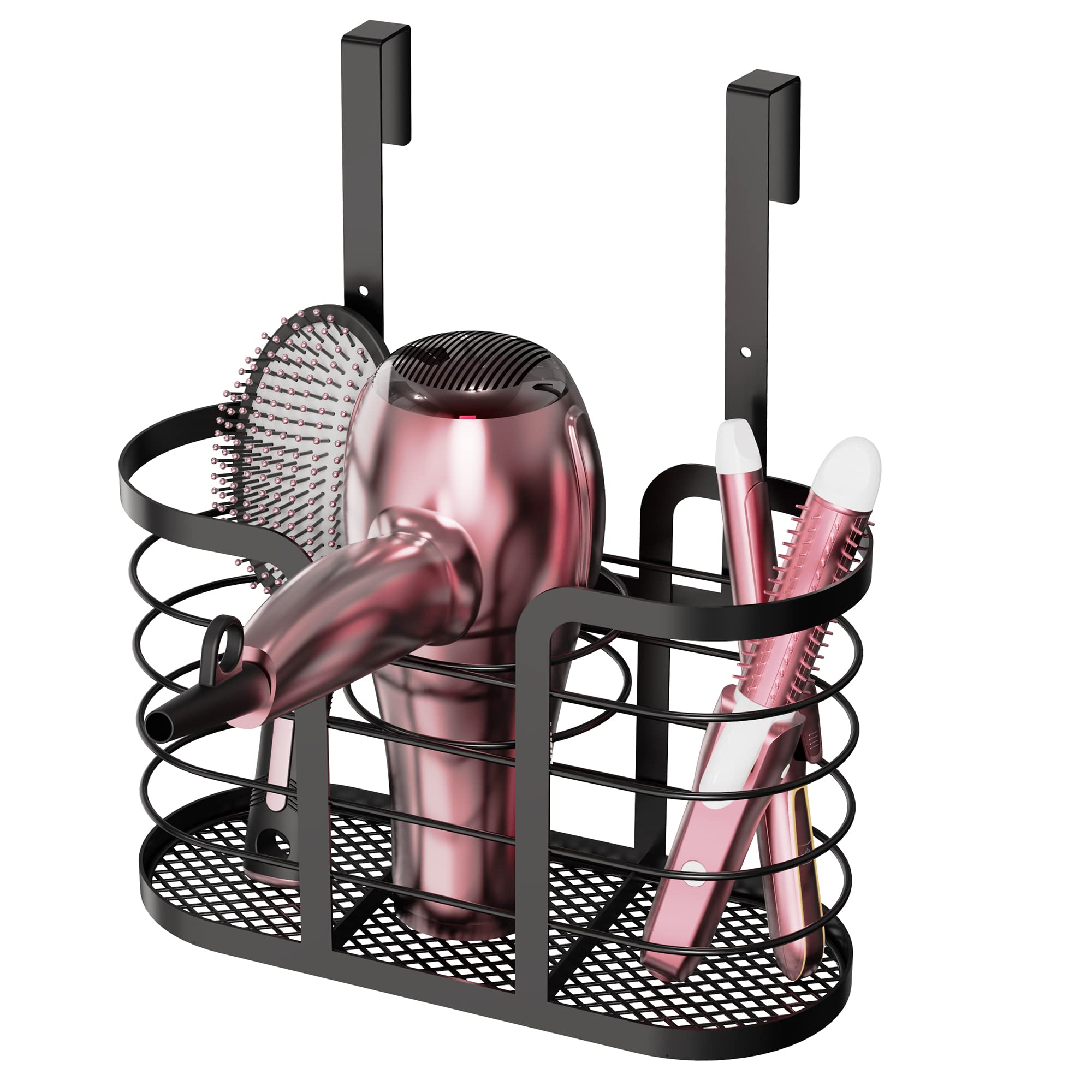 YIGII Hair Tool Organizer - Dryer Holder/Blow Holder Cabinet Door, Bathroom Care & Styling Tools Storage Basket for Dryer, Flat 