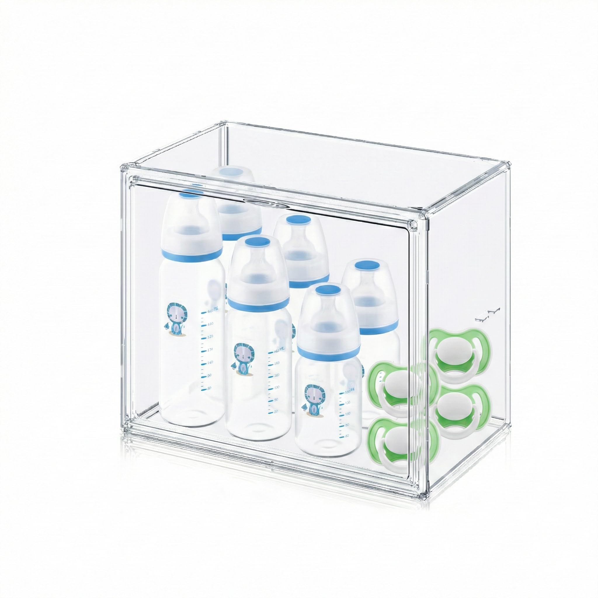 Heliospark Baby Bottle Storage Organizer for Countertop, Small Clear Bottle Organizer, Baby Bottle Storage Organizer for Bottles