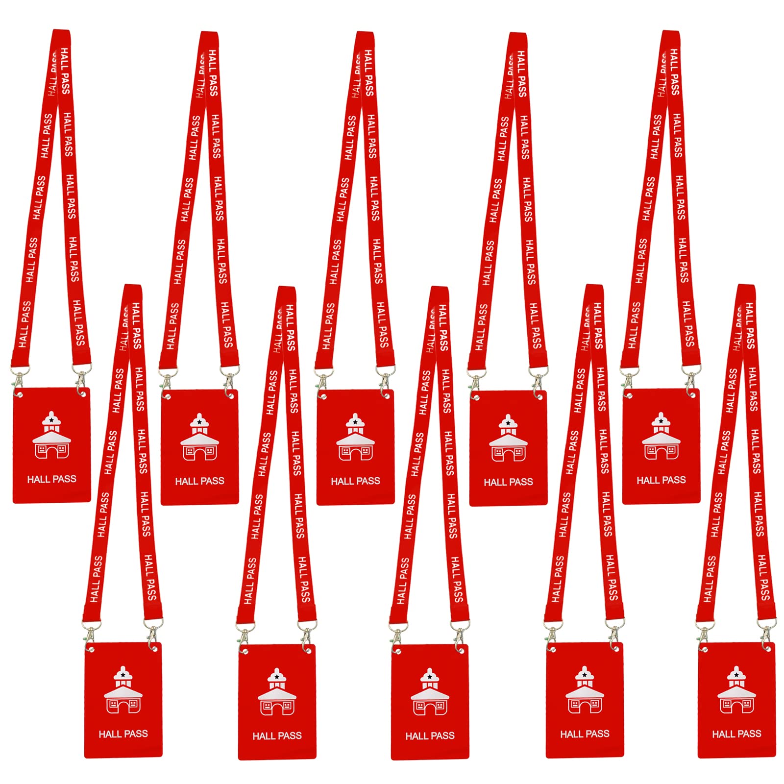 Hall Pass Lanyards With Large Card Passes, Unbreakable School Classroom 5 Inch Passes Set For Teacher Parents(Hall Bathroom Libr