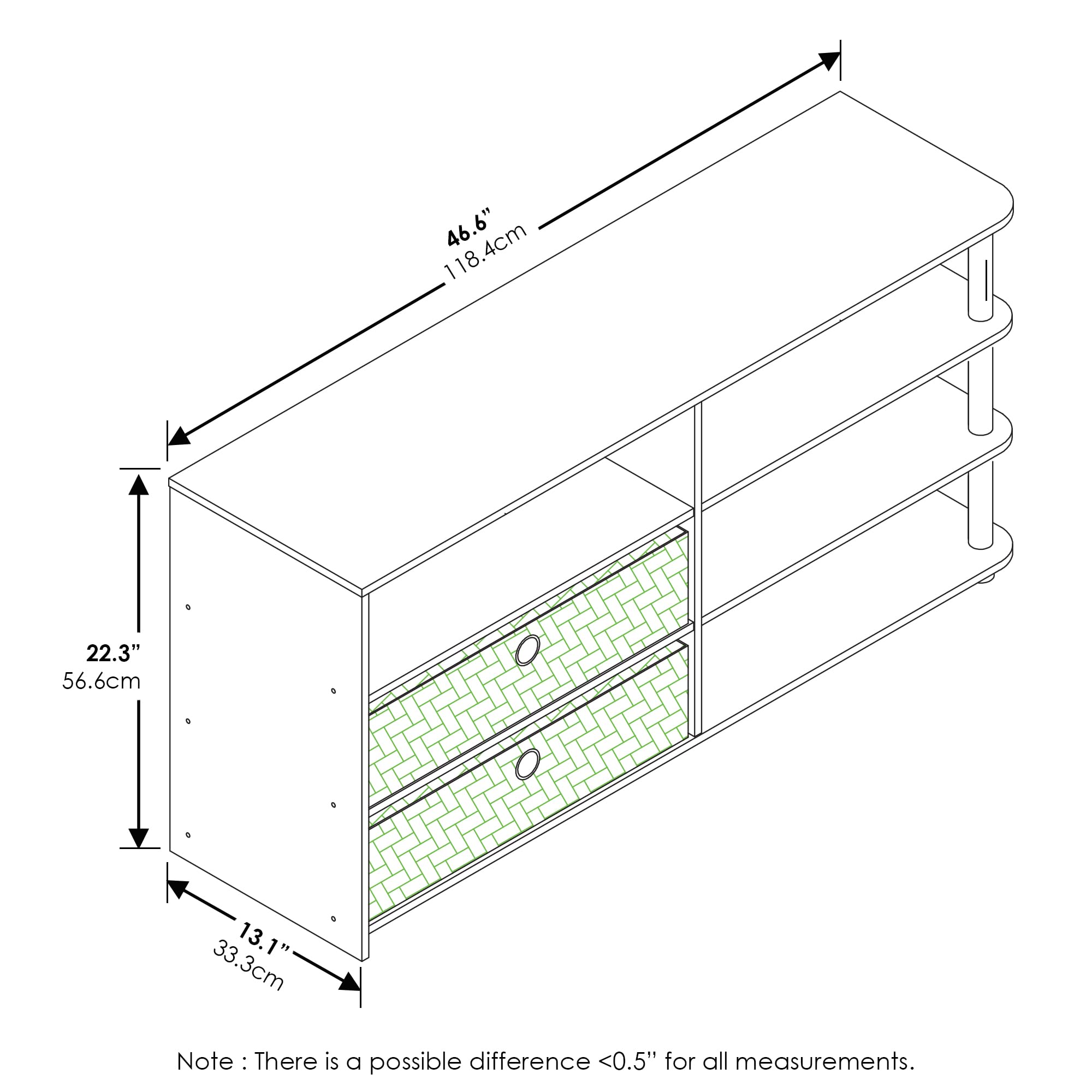 Furinno JAYA Simple Design TV Stand for up to 55-Inch with Bins, Walnut