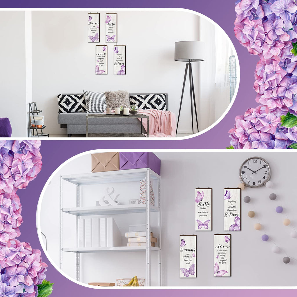 Geelin 4 Pcs Butterfly Wall Decor Butterfly Bathroom Decor Dreams Faith Love Believe Wall Decor Elegant Butterfly Hanging Decor