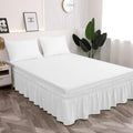 Toodou White Bed Skirt 16 Inch Drop Dust Ruffle Only, Three Microfiber Fabric Sides Wrap Around with Elastic, Easy to Install, C